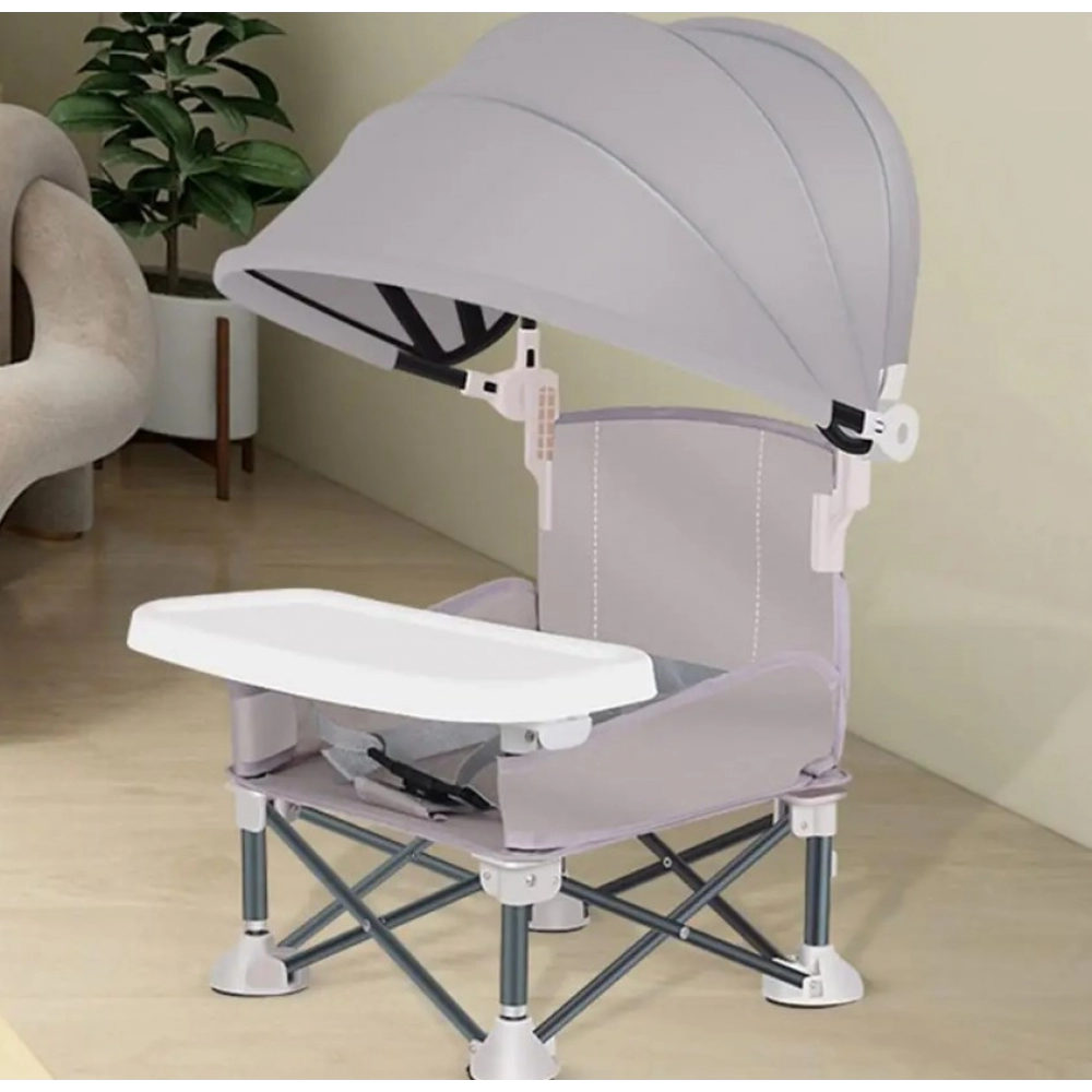 baby dining chair with Awning portable Feeding Baby chair with Tray for camping Beach Adjustable Sunshade cover baby Seat