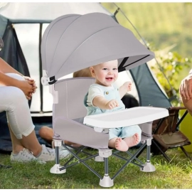 baby dining chair with Awning portable Feeding Baby chair with Tray for camping Beach Adjustable Sunshade cover baby Seat