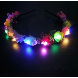1Pcs LED Women Girl Glow Light Up Headband Bridal Flower Wreath Crown Neon Party Gift Crown Wedding Birthday Luminous Festival
