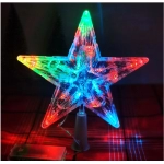 15CM LED Transparent Five-pointed Star Merry Christmas Tree Toppers Cristmas Decorations for Home Xmas Ornaments 