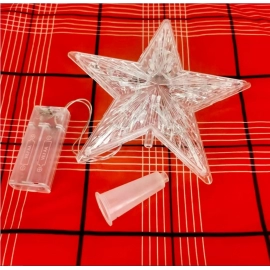 15CM LED Transparent Five-pointed Star Merry Christmas Tree Toppers Cristmas Decorations for Home Xmas Ornaments 