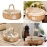 Rattan Picnic Basket Seaweed Wicker Rattan Hanging Flower Hand Woven Serving Basket With Handle Picnic Fruit Flower Basket