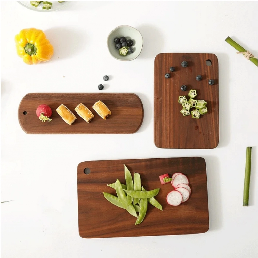 Quality Kitchen Wooden Chopping Blocks Beech Walnut Cutting Board Pizza Bread Fruit Sushi Tray Hangable Non-slip Kitchen Tools