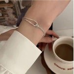 925 Sterling Silver Geometric Arc Knotting Bracelets Chain for Women Girl Minimalist Fashion Fine Jewelry Party Gift 