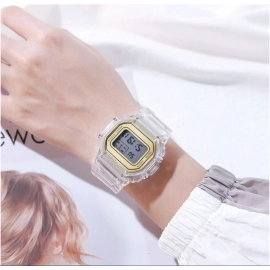 Electronic Watches for Women Men Rose Gold Silicone Strap Transparent Dress LED Digital Wristwatch Sport Clock
